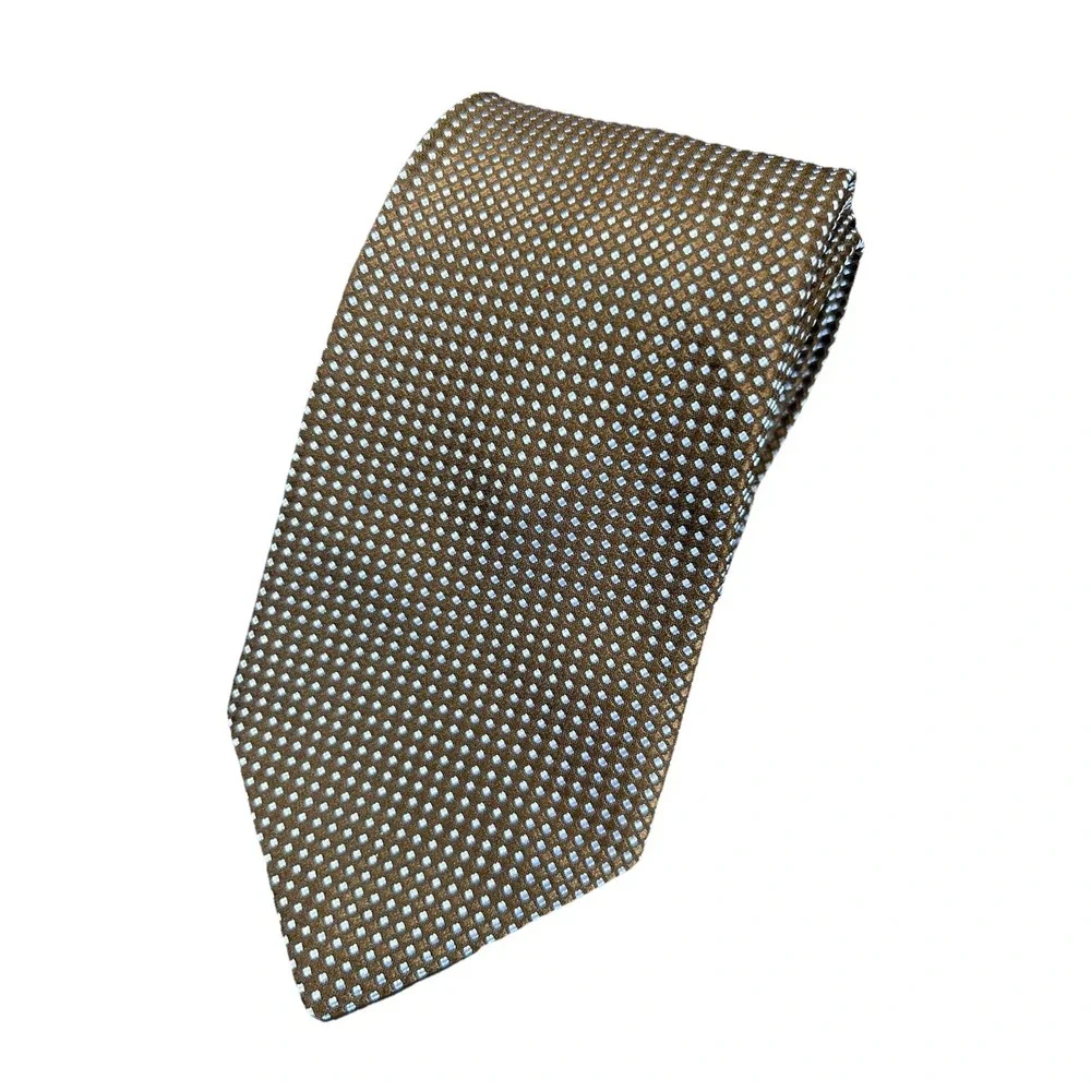 Hart Schaffner Marx Tie Mens Brown Blue Silk Made USA Classic Woven Necktie NWT